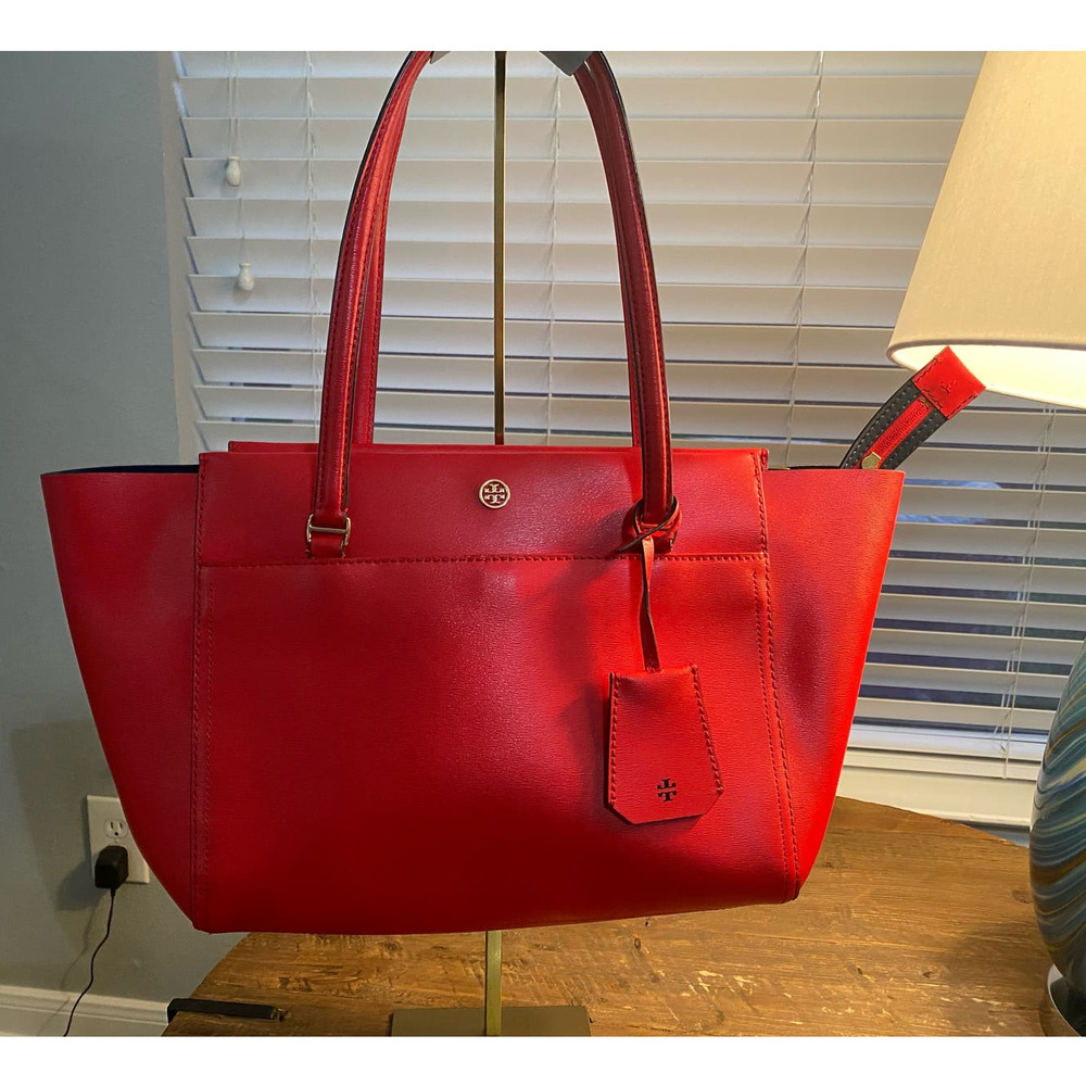 Tory Burch Red Leather Tote Bag